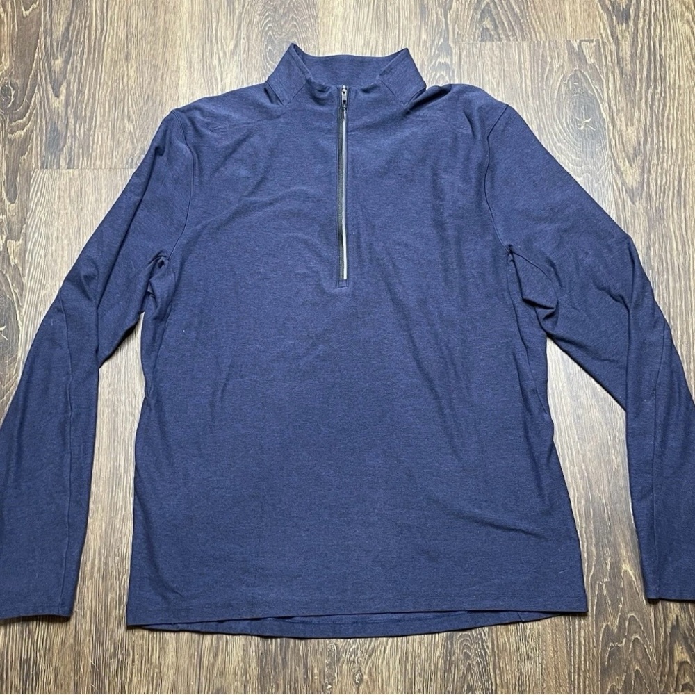Lululemon Men's Surge Warm 1/2 Zip Size Large Heathered Blue/Black